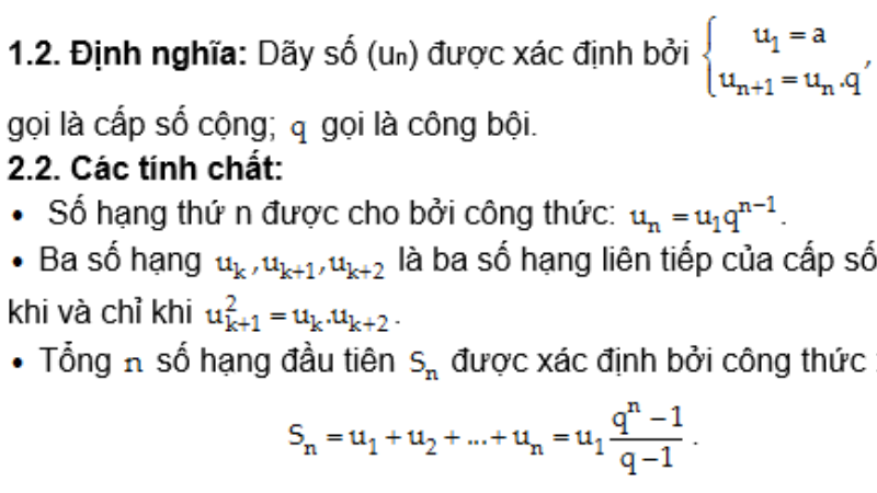 công thức tính tổng của cấp số nhân