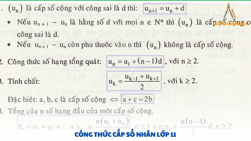 công thức cấp số nhân lớp 11